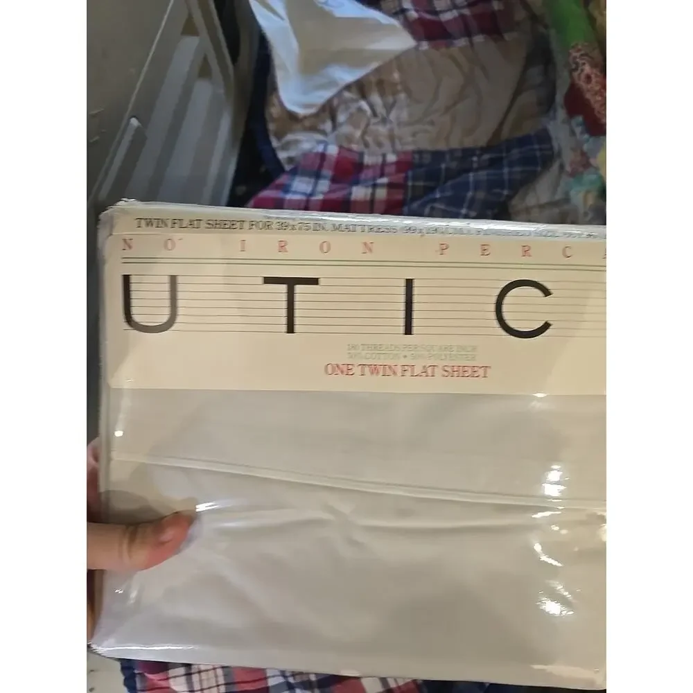 NEW Vintage UTICA‎ Pipeline No-Iron Percale One Twin Flat Sheet Set 39